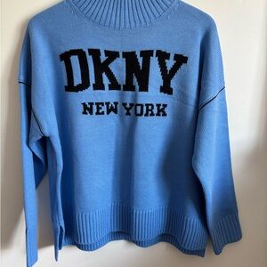 DKNYC Women's Blue Turtleneck Sweater